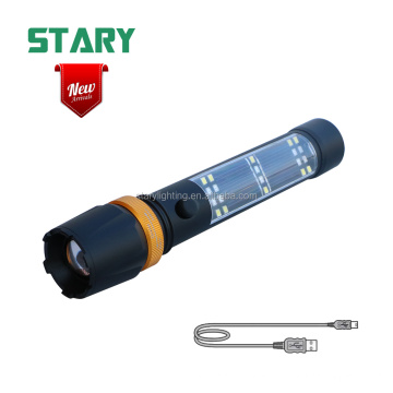 New arrival solar panel energy strong light flashlight japan torch light made in china